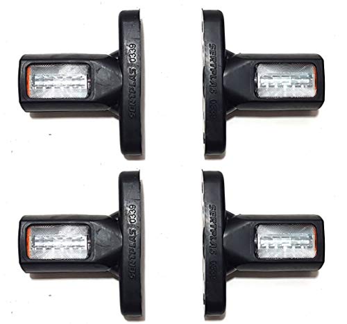 4 x 12 V 24 V LED luces de marcador lateral delanteras luces traseras de contorno corto con brazo de goma blanco naranja rojo resistente al agua E-Marked