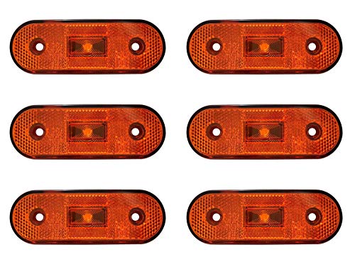 6 luces LED de 12 V 24 V con cable ámbar naranja contorno, luces de camión, camión, remolque, accesorios de decoración impermeable con marca E
