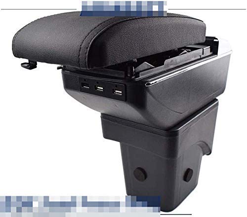 Aieryu Coche Apoyabrazos para Ford Focus Mk2 2005-2011, PU Cuero con Portavasos Cenicero USB Interfaz Consola Central Caja de Almacenamiento Accesorios Interiores