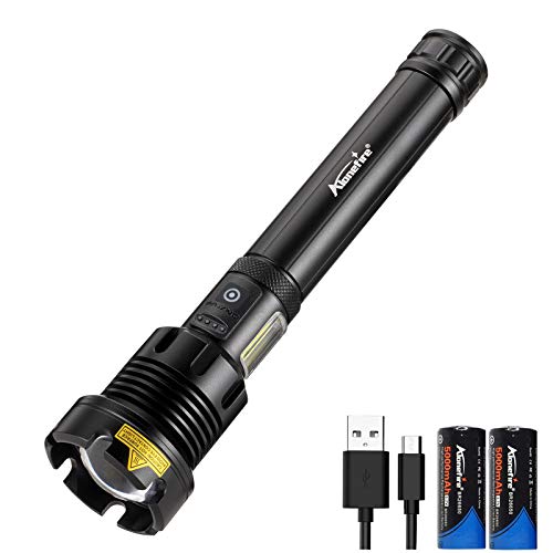 Alonefire H54 Linterna LED Alta Potencia Luz COB Táctica Recargable USB Impermeable Ampliable Largo Alcance 3+4 Modos con Batería 26650, Carga Inversa, Indicador de Carga para Supervivencia Caza