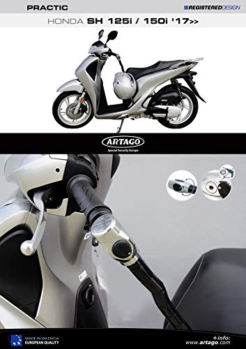 Artago 1644ART Candado Antirrobo Manillar Practic Art Alta Gama con Soporte para Honda Scoopy SH 125/150 2017 2018