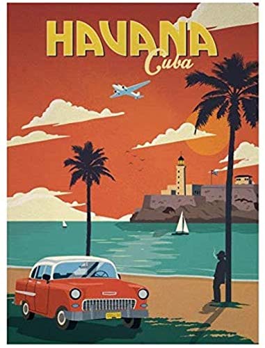 AS65ST12 Cartel del viaje Pop Art, Ciudad de La Habana Cuba lienzo retro pintura de DIY Papel pintado impresiones del cartel, for la decoración del hogar del regalo 50x70cm sin el capítulo Posters Pri