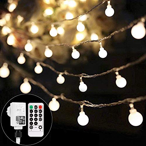 B-right Luces LED de hadas de globo con mando a distancia para Navidad, bodas, fiestas y árboles de Navidad, interiores y exteriores 100 LEDs