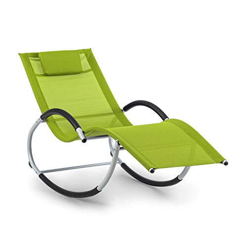 Blumfeldt Westwood Rocking Chair Mecedora - con Forma ergonómica, Material: Comfort Mesh 70% de PVC + 30% de poliéster, Ergo Comfort, Armazón de Aluminio, Incluye Almohada, Verde