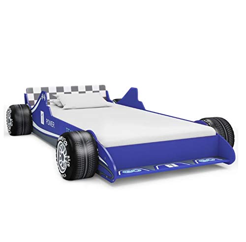 Cama Infantil Diseño Coche, Cama Individual con Forma de Coche de Carreras para Niños, Azul 90 x 200 cm Cama Infantil Diseño Coche, Cama Individual con Forma de Coche de Carreras para Niños, Azul 90 x 200 cm