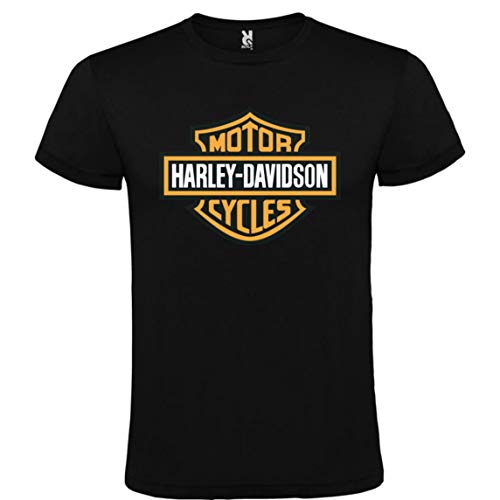 Camiseta Harley Davidson Logo Negra Hombre Tallas S M L XL XXL XXXL 100% ALGODÓN Mangas Cortas (XL)