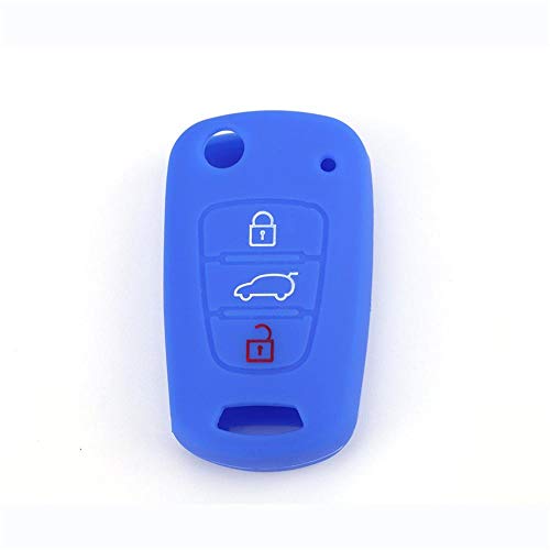 Car Key Case Cover Silicone Shell For Kia Rio K2 K3 K5 Sportage Soul Optima Ceed Sorento Hyundai I20 I30 I35 Ix20 Ix35 3 Buttons Blue