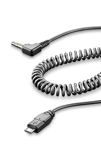 Cellularline interphoauxcable Cable AUX en Espiral para Micro USB con Jack 3.5 mm para Intercomunicador Deporte/Tour/Urban