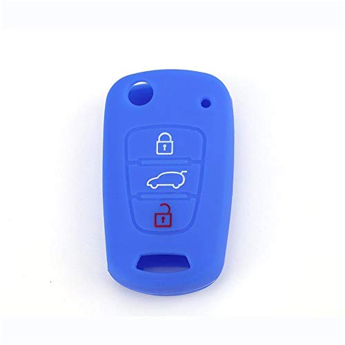 Cubierta de llave de coche Coche de claves de coche Cubierta de silicona para Kia Rio K2 K3 K5 Sportage Soul Optima Ceed Sorento para Hyundai I20 I30 I35 IX20 IX35 3 Botones ( Color Name : Blue )