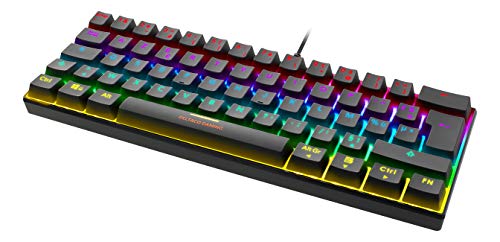 DELTACO - Mini teclado mecánico RGB, 60 %, 19 modos luminosos programables, 100 % antighosting, n-Key Rollover, interruptores extraíbles, teclas de doble inyección, PC/consolas / moviles, USB