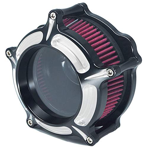Filtro de Aire Moto Air Filter Cleaner See Through Intake Venturi System Kit Cnc Chrome para Harley Sportster XL 883 XL 1200 2007-2018 Fitment -(Diseño A - Rojo)