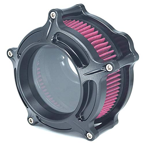 Filtro de Aire Moto Air Filter See Through Cleaner System Intake Kit Cnc Black para Harley Dyna 2000 - 2017 Softail 2000 - 2015 Touring 2000 - 2007 Fitment - (Diseño B - Rojo)