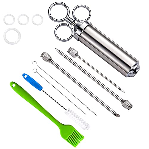 Furado Jeringa de Cocina,BBQ-Jeringa para asados 60 ml con 3 Agujas 1 cepillo,Jeringa de Alimentos,Inyector de Carne,Jeringa de Acero Inoxidable,Jeringa Aprobado por la FDA,para Pavo de Res BBQ Furado Jeringa de Cocina,BBQ-Jeringa para asados 60 ml con 3 Agujas 1 cepillo,Jeringa de Alimentos,Inyector de Carne,Jeringa de Acero Inoxidable,Jeringa Aprobado por la FDA,para Pavo de Res BBQ