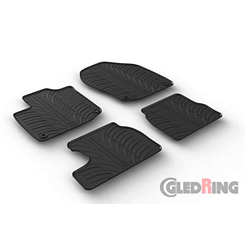 Gledring 0307 Alfombrillas de Goma Compatible con Honda Civic diésel 2012-2017 (Perfil T 4-Partes + Clips de Montaje)