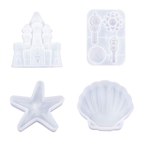 harayaa 4 Sets Silicona Sea Shell Sea Star Castle Molde de Palo Mágico Molde de Bricolaje harayaa 4 Sets Silicona Sea Shell Sea Star Castle Molde de Palo Mágico Molde de Bricolaje