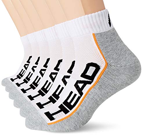 Head Performance Quarter Socks Multipack Calcetines, Blanco/Gris, 35-38 Unisex Adulto
