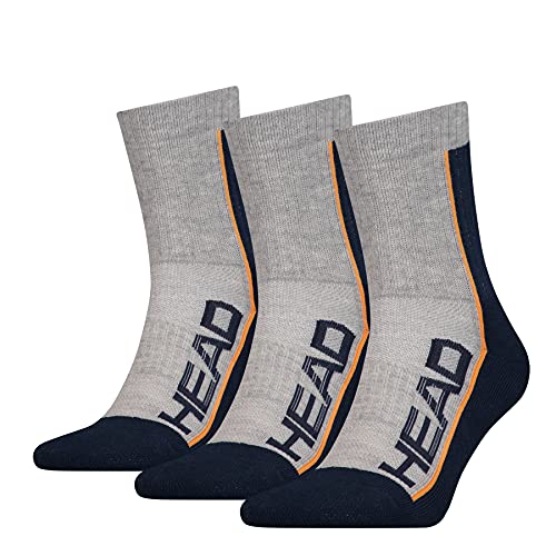Head Performance Short Crew Socks (3 Pack) Calcetines de tenis, gris/azul marino, 39/42 (Pack de 3) Unisex adulto