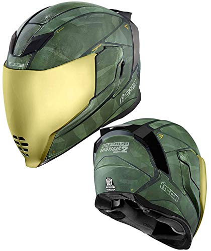 Helmet Icon Airflite Battlescar 2 Casco de Moto Scooter Bici Casco integral Adultos En carretera Carreras ECE ACU (M (57-58 CM))
