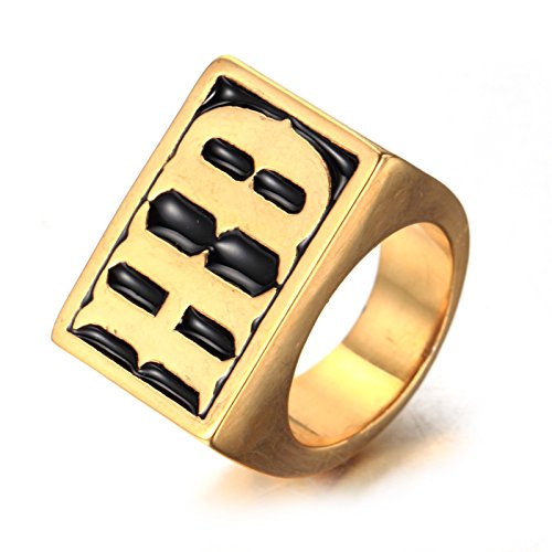 HIJONES Hombres Vendimia Acero Inoxidable HD Anillo Talla 19