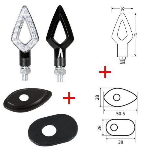 Honda CBF 600 S 2007 – 2012 Par de Intermitentes LED + Adaptador de plaquetas para Moto Honda Kit lámpara 90247 + 90061 Negro Universal Todo homologado