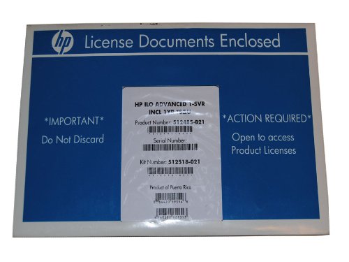 HP 512485-b21 – HPE iLO Adv incl 1Yr TSU 1 de Svr