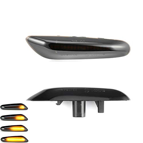 Indicador lateral Luces de señal de giro 2 unidades dinámicas LED lateral 18 SMD ámbar intermitente luz de giro compatible con BM-W E46 E36 E90 E60 E81, E82, E87, E88, E93, E84, E83, E53,Black shell Indicador lateral Luces de señal de giro 2 unidades dinámicas LED lateral 18 SMD ámbar intermitente luz de giro compatible con BM-W E46 E36 E90 E60 E81, E82, E87, E88, E93, E84, E83, E53,Black shell