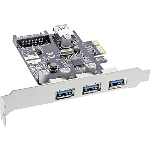 InLine 76662C - Tarjeta de Interfaz PCIe (3 x +1 x USB 3.0, con Conector de alimentación SATA, Incluye Soporte de Perfil bajo)