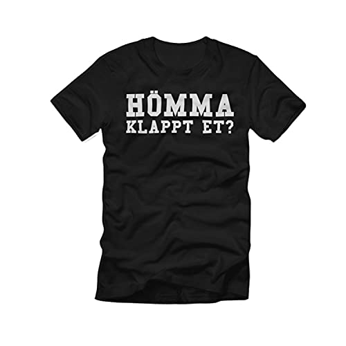 ISSO® Camiseta de manga corta de alta calidad con texto en alemán "Hömma klappt et Statement" Negro XXL