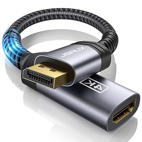 JSAUX Adaptador DisplayPort a HDMI (4K@60Hz,2K@144Hz) Durable Adaptador DP a HDMI Convertidor Nylon Trenzado con Contactos chapados en Oro para HP, HDTV, ThinkPad, Monitor, Projektor-Grey JSAUX Adaptador DisplayPort a HDMI (4K@60Hz,2K@144Hz) Durable Adaptador DP a HDMI Convertidor Nylon Trenzado con Contactos chapados en Oro para HP, HDTV, ThinkPad, Monitor, Projektor-Grey