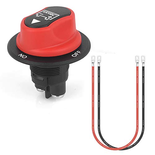 Jtron Interruptor de batería para motocicleta, 50 A, interruptor de batería de 12 V-50 V, mini con cable 10 AWG de 50 cm, para barco, caravana, coche, yate, autobús (50 A)