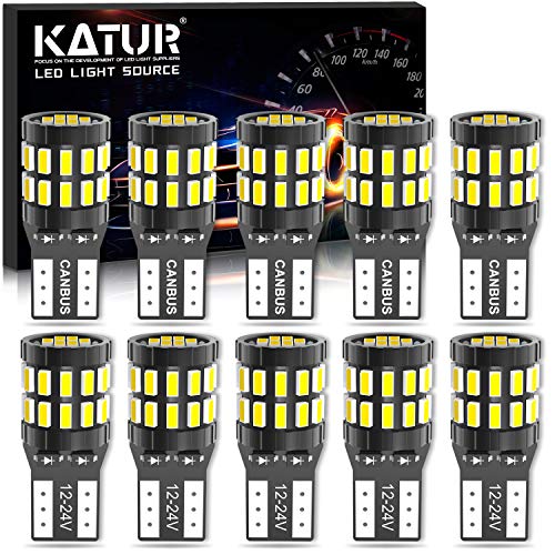 KATUR T10 W5W LED Bombilla 194 168 Superbrillante 6000K Xenón Blanco 30*3014 Chip 12-24V CANBUS Sin errores Luz de matrícula de cortesía de la puerta del mapa del domo del automóvil (Versión Mejorada)