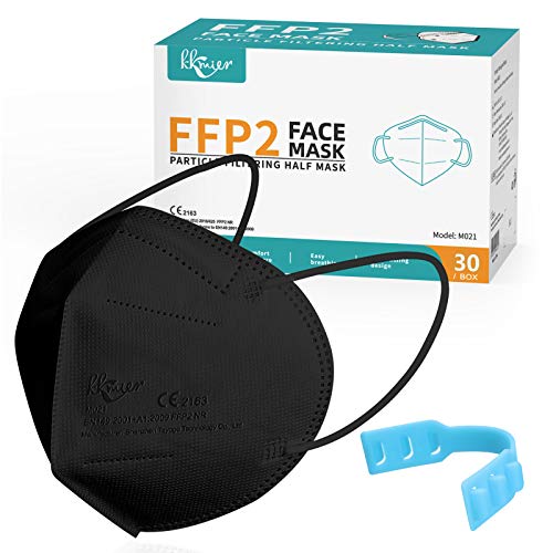 KKmier Mascarillas FFP2, Mascarilla FFP2 Homologada (30 Pack) eficiencia del filtro ≥95%, Máscaras con Certificado CE