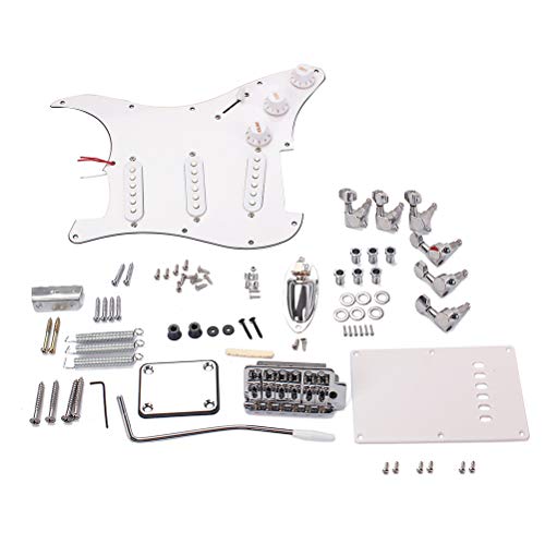 LIOOBO Kit de accesorios de bricolaje para guitarra eléctrica, sistema de puente, estilo ST Kit completo de accesorios (blanco)