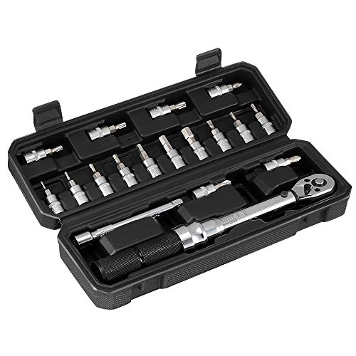 Llave dinamométrica para bicicleta de 1/4 pulgadas, 2-20 Nm, adaptador de montaje de torsión, herramienta de precisión, incluye hexágono interior y puntas Torx para bicicleta de carretera, MTB Llave dinamométrica para bicicleta de 1/4 pulgadas, 2-20 Nm, adaptador de montaje de torsión, herramienta de precisión, incluye hexágono interior y puntas Torx para bicicleta de carretera, MTB