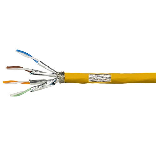 LogiLink Professional CPV0068 – Cat 7A 1200 MHz LSZH (Low Smoke Zero Halogen) Cable de instalación de Red con protección contra Incendios Clase B2ca, AWG23 S/FTP, 25 m simplex, Amarillo