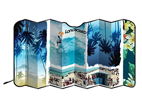 Longboard 078082 - Parasol Delantero para Coche, Aluminio Aislante, diseño de Playa, tamaño XL
