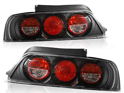 Luces traseras compatibles con Honda Prelude 1997 1998 1999 2000 2001 BR-1862 1 par del lado del conductor y del pasajero, juego completo de luces traseras de montaje de lámpara trasera negra