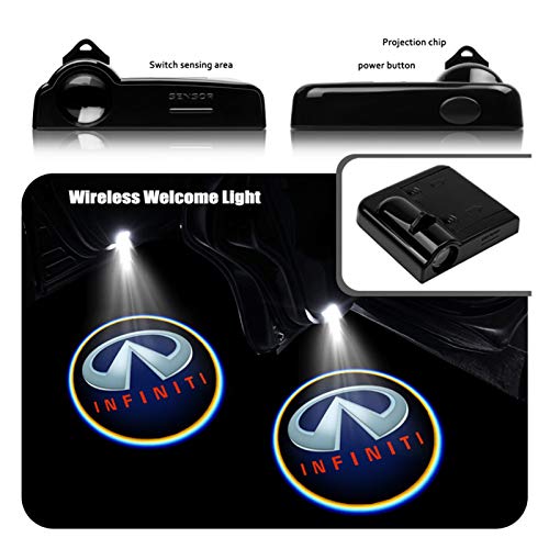 Luz de bienvenida a la puerta Puerta 2 piezas de Car Styling inalámbrica del proyector LED de luz Bienvenido sombra del fantasma de la luz compatible con Infiniti FX35 Q50 Q30 ESQ QX50 QX60 QX70 JX35