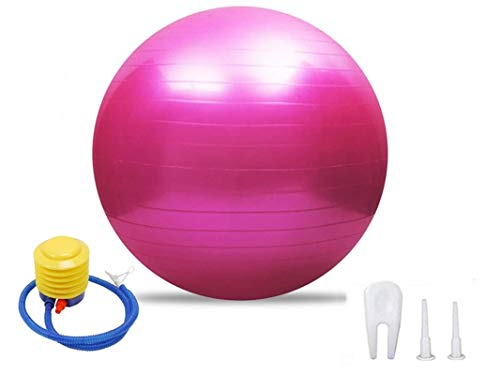 maimai Gym Ball Exercise Fitness Yoga Pregnancy Anti Burst 55cm 65cm 75,Fitness Yoga or Pilates Soft Ball,Exercise Ball - 55 to 85cm Extra Thick Anti-Burst Yoga (55cm, Rosado)