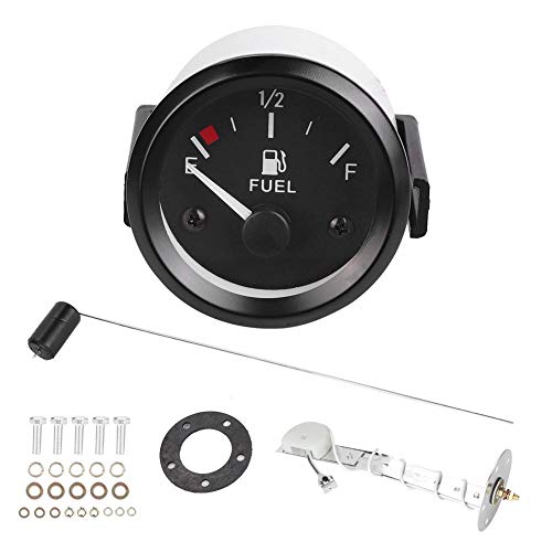 Medidor de nivel de combustible universal, medidor de nivel de combustible para automóvil de 2 pulgadas y 52 mm con sensor de combustible Indicador de puntero E-1/2-F