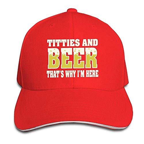 Men's Women's Titties & Beer That's Why I'm Here Cotton Adjustable Peaked Baseball Cap Adult Sandwich Hat