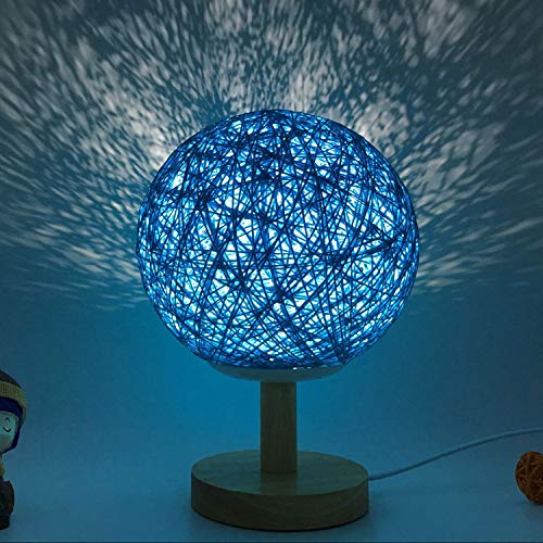 Mesita de Noche proyector de Estrella romántica luz de Noche Creativa Regalo de cumpleaños INS atenuación Guita Bola Bola de ratán lámpara de Mesa 20 cm