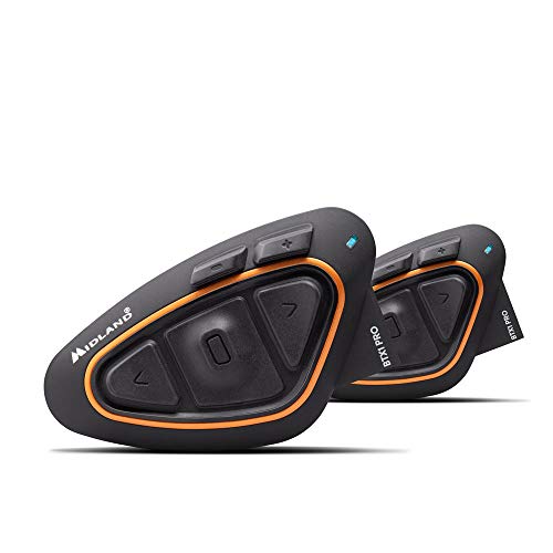 Midland BTX1 Pro - Par de Auriculares Bluetooth para Moto, con cancelación del Ruido, comunicación del piloto y 2 Auriculares