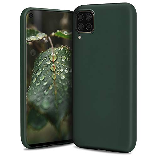 Moozy Lifestyle. Funda para Huawei P40 Lite, Verde Oscuro - Cover Carcasa de Silicona Líquida con Acabado Mate y Forro de Microfibra Suave