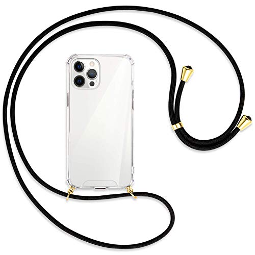 mtb more energy® Collar Smartphone para Apple iPhone 12 Pro MAX (6.7'') - Negro/Oro - Funda Protectora ponible - Carcasa Anti Shock con Cuerda Correa