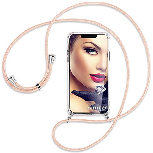 mtb more energy® Collar Smartphone para Apple iPhone 12 Pro MAX (6.7'') - Rosa melocotón - Funda Protectora ponible - Carcasa Anti Shock con Cuerda Correa