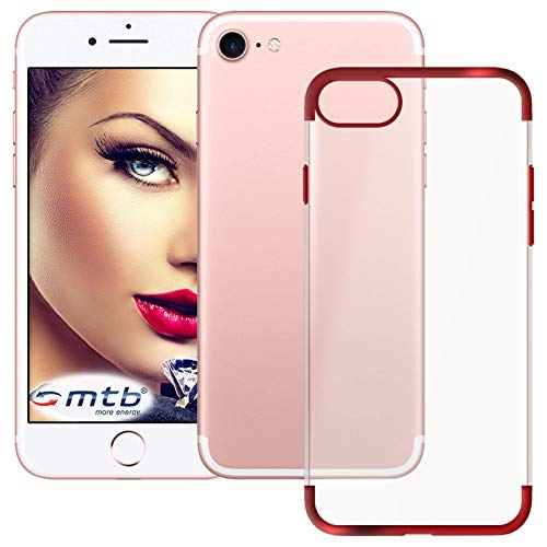 mtb more energy® Funda TPU Elegance para Apple iPhone 7, iPhone 8 (4.7'') - Rojo - Frame Marco Case Cover Estuche