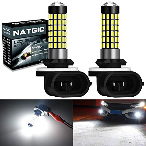 NATGIC 881 894 886 889 896 898 Bombillas LED Xenon White 1800LM 3014SMD 78-EX Chipsets con proyector de Lentes para luz de Niebla Luz de circulación Diurna, 6500K, 12-24V (Paquete de 2)