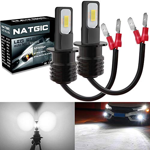 NATGIC H3 LED Bombillas Antiniebla Alta Potencia 75W Chips Integradas 3570 CSP 6500K Xenón Blanco y 2400LM para Bombillas Antiniebla Luz de Conducción Diurna Lámpara de Conducción DRL (Paquete de 2) NATGIC H3 LED Bombillas Antiniebla Alta Potencia 75W Chips Integradas 3570 CSP 6500K Xenón Blanco y 2400LM para Bombillas Antiniebla Luz de Conducción Diurna Lámpara de Conducción DRL (Paquete de 2)