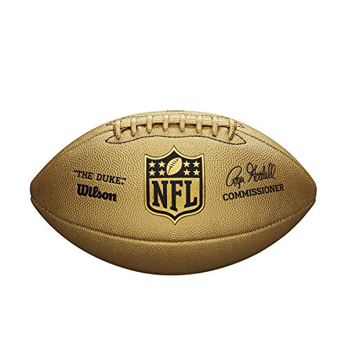 NFL Duke Metallic Edition Balón de fútbol Americano Wilson, Cuero Compuesto, Tamaño Oficial, Oro, WTF1826XB
